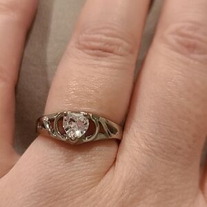 Heart shape cubic zirconia stainless steel ring